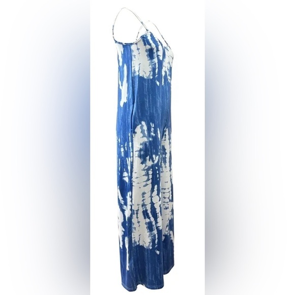 NIP Boho Tie Dye Print Cami V Neck Wide Leg Pocket Spaghetti Strap Jumpsuit S - Picture 11 of 13